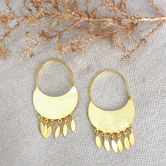 Pear Drop Of Moon Hoop Earrings