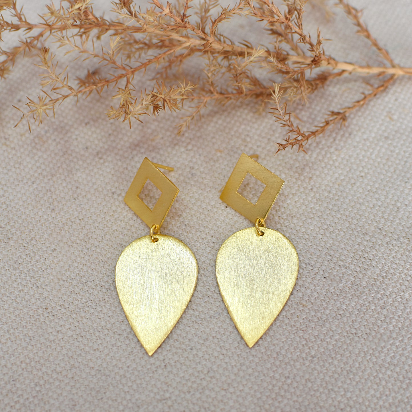 Leafy Drop From Kite Stud Earrings