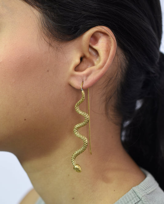 Snake On The Stick Hook Earrings