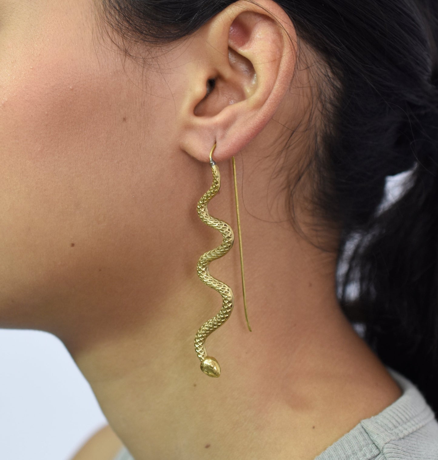 Snake On The Stick Hook Earrings