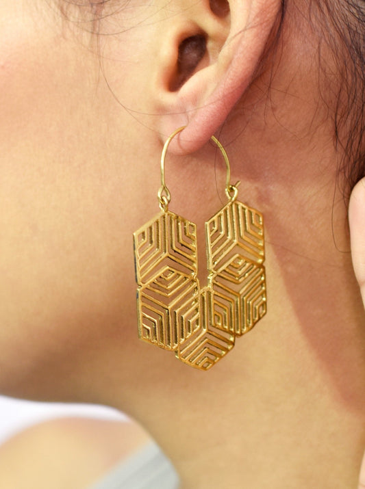 Coming Together Hexagon Hoop Earrings