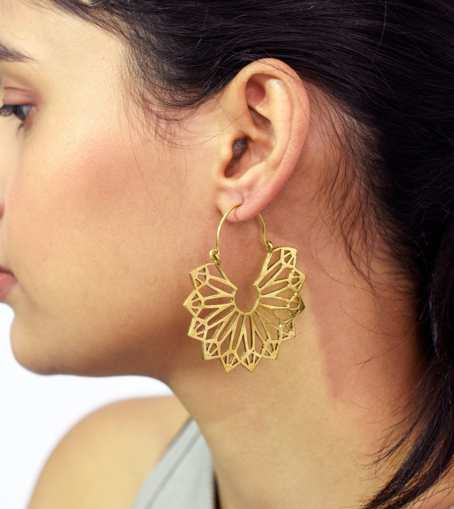 Gold Blossom Hoop Earrings