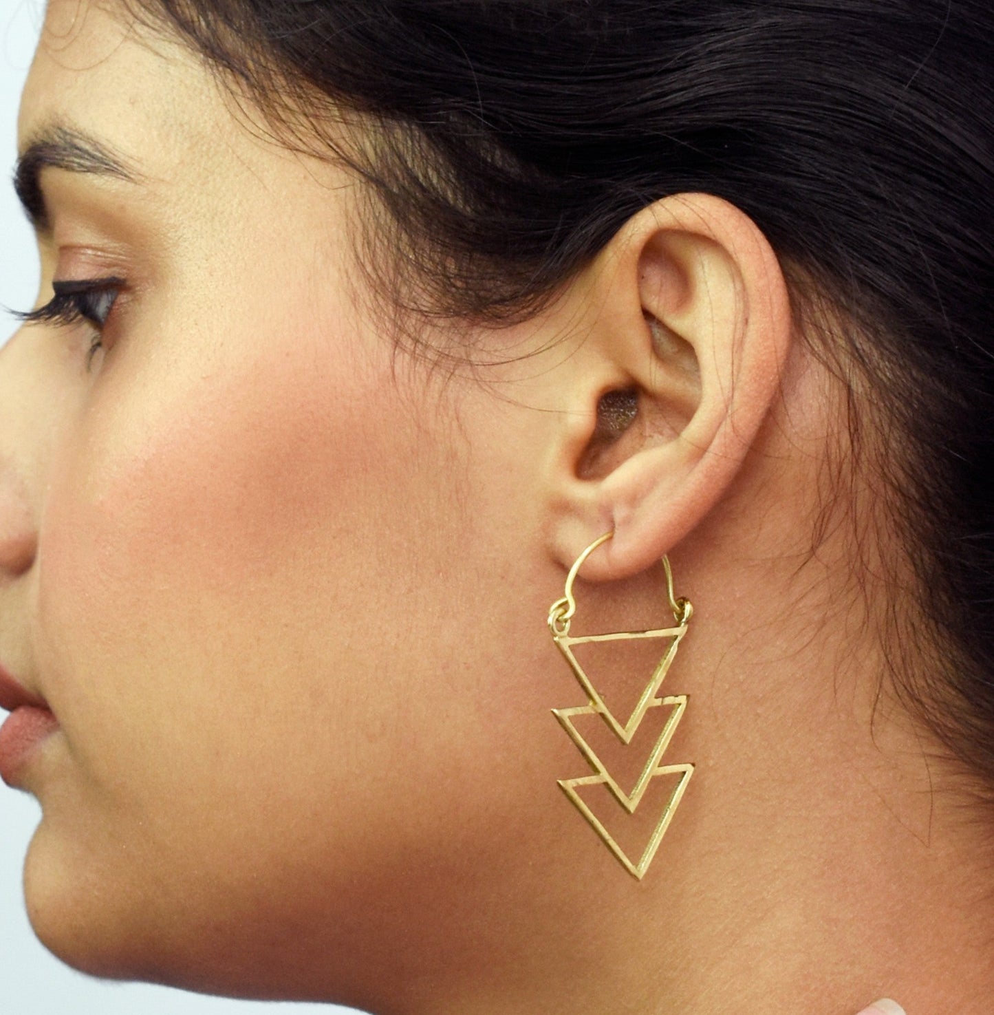 Triangular Pyramid Hoop Earrings