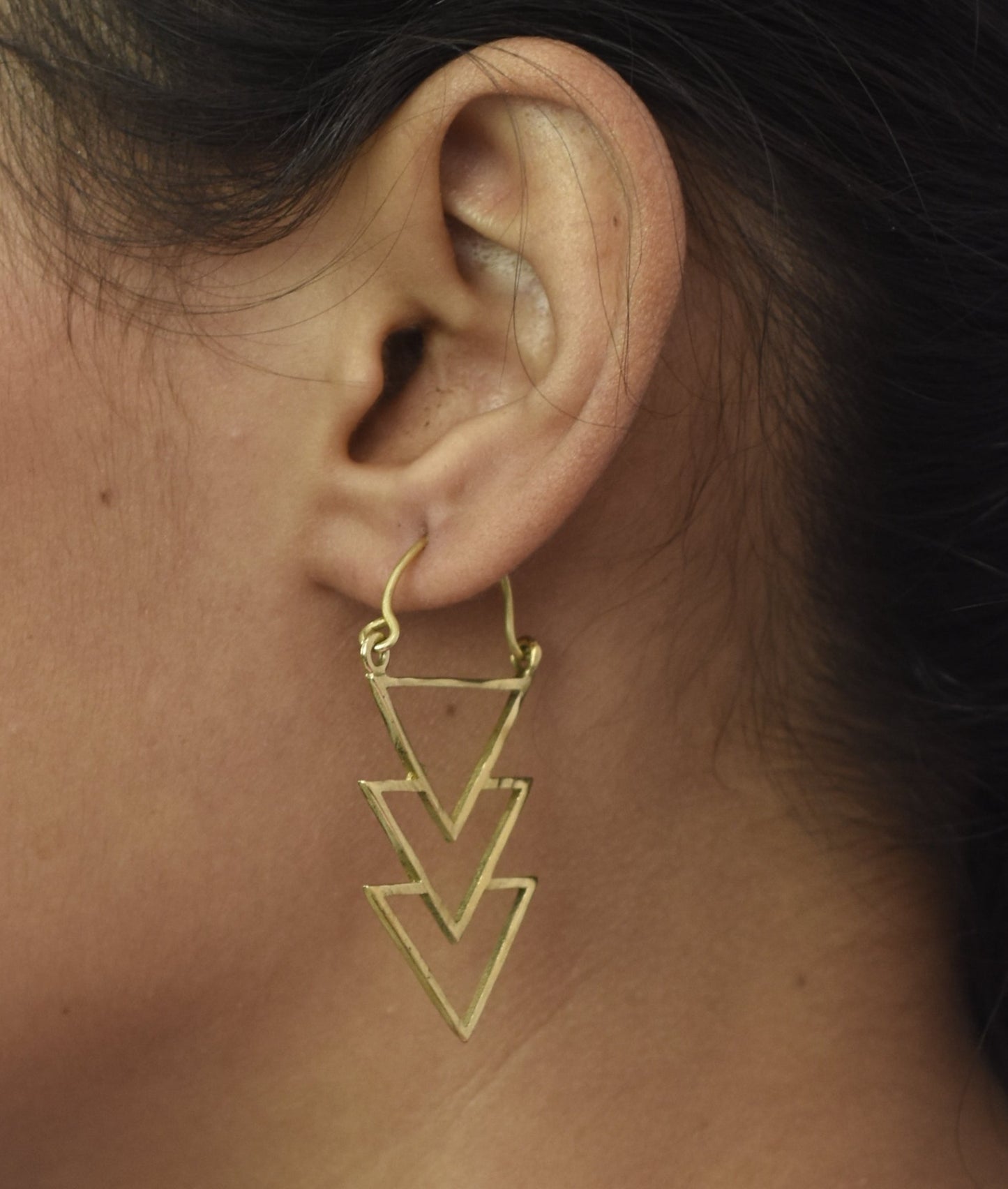 Triangular Pyramid Hoop Earrings