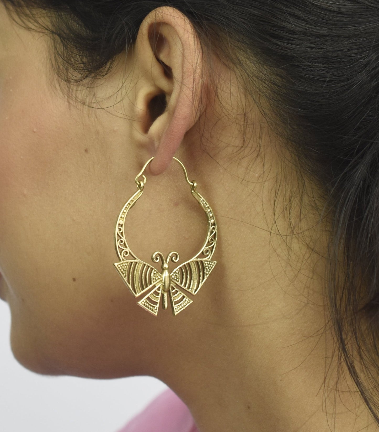 Butterfly In The Garden Hoop Earrings