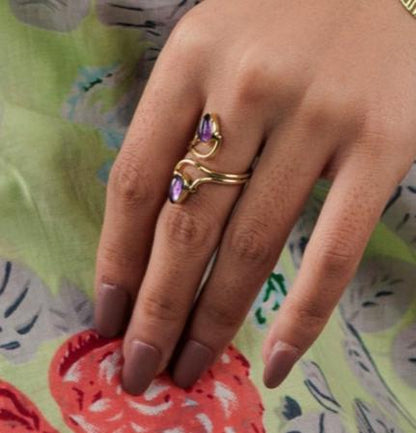 Rhodolite Garnet Double Pear Ring