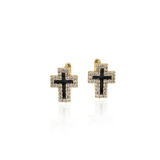 Celestial Cross Hoop Earrings