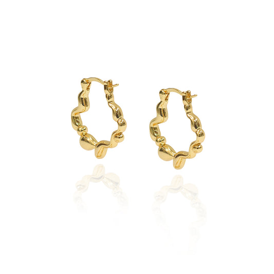 Golden Ripple Hoop Earrings