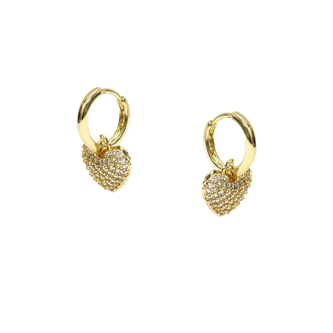 Sparkling Heart Hoop Earrings