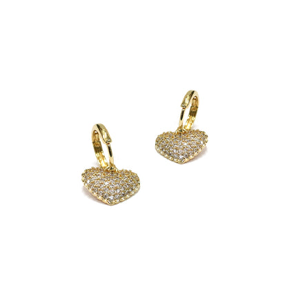 Sparkling Heart Hoop Earrings