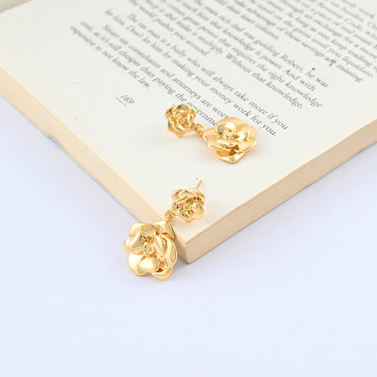 Floral Drop Stud Earrings