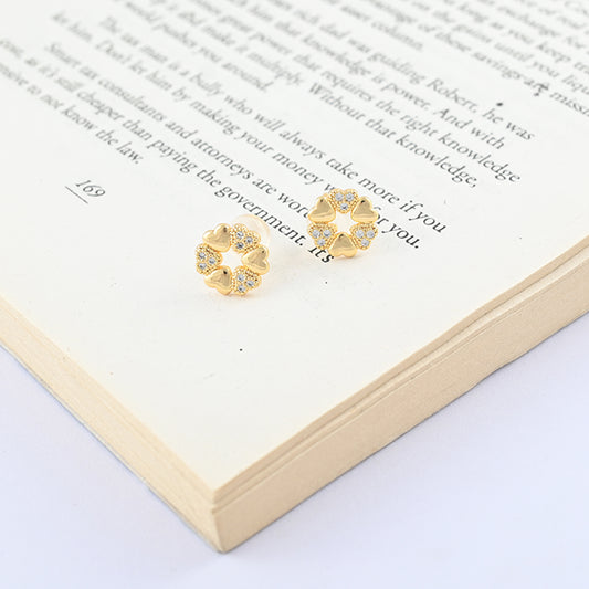 Sparkling Heart Stud Earrings
