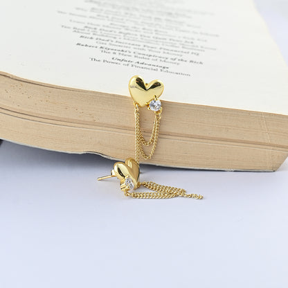Falling Heart Stud Earrings