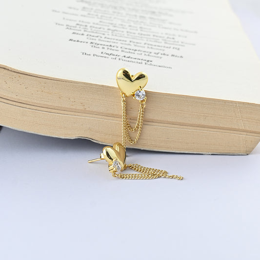 Falling Heart Stud Earrings