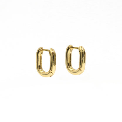 Golden Link Drop Hoop Earrings