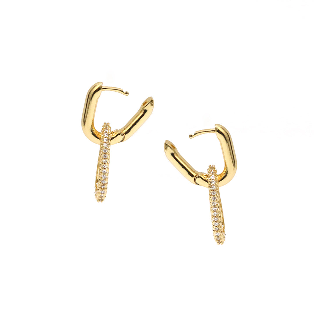 Golden Link Drop Hoop Earrings