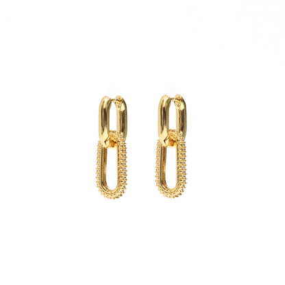 Golden Link Drop Hoop Earrings