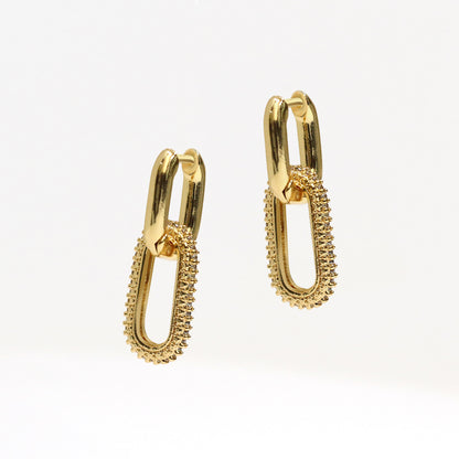 Golden Link Drop Hoop Earrings