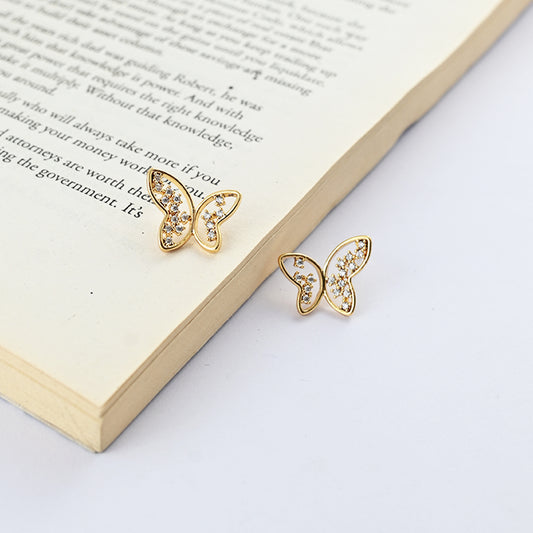 Gleaming Butterfly Stud Earrings