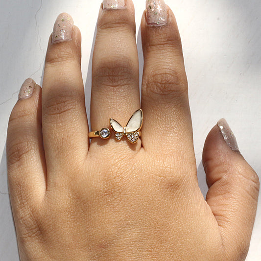 Flutter Gold Butterfly Ring
