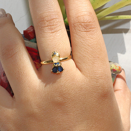 Moonlit Sapphire Bloom Ring