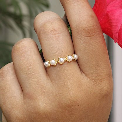 Celestial Bloom Pearl Ring