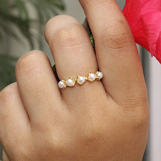 Celestial Bloom Pearl Ring