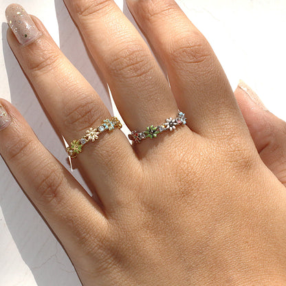 Floral Spark Silver Ring