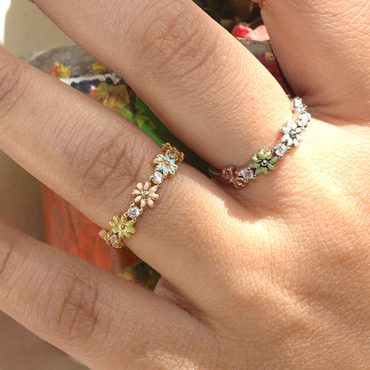 Floral Spark Silver Ring
