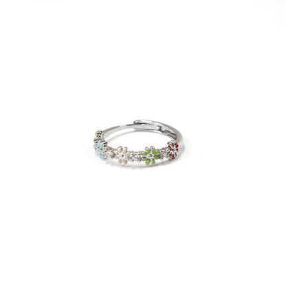 Floral Spark Silver Ring