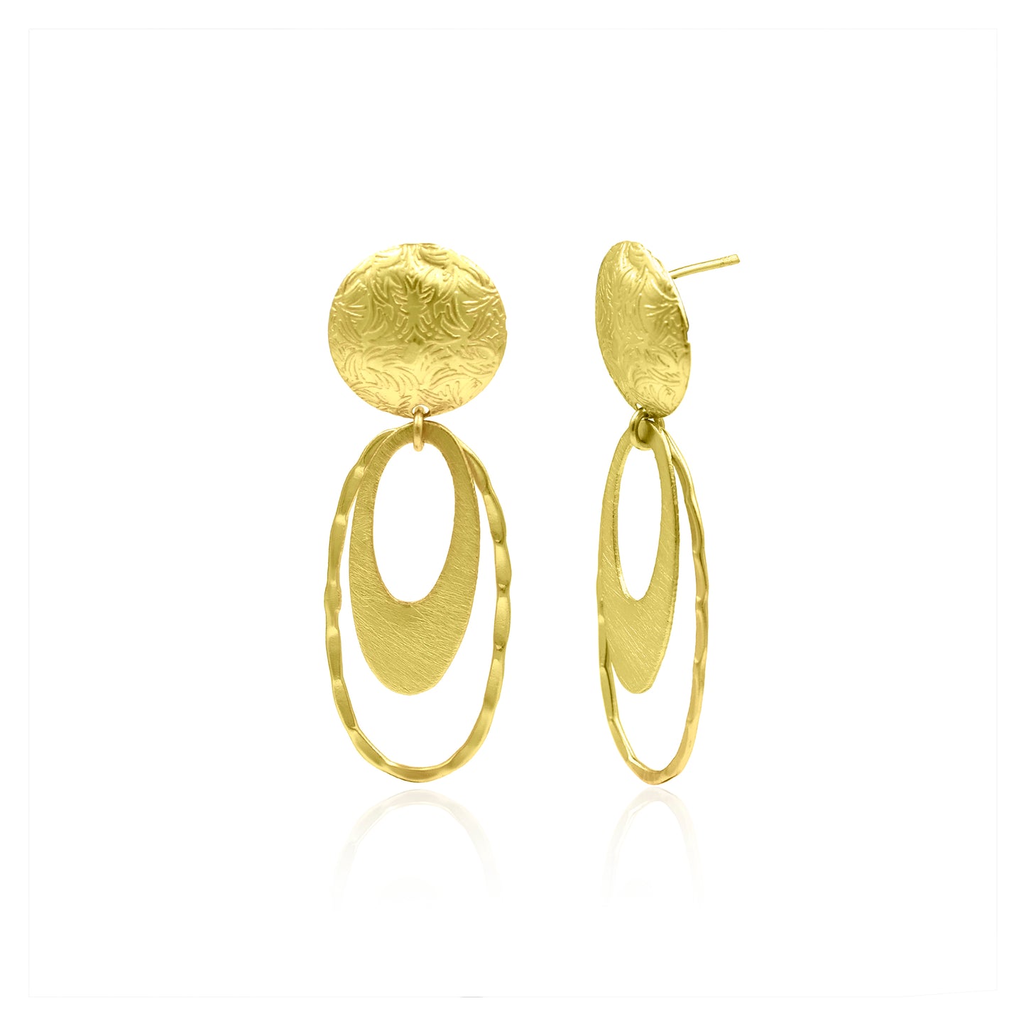 Golden Swirls Stud Earrings