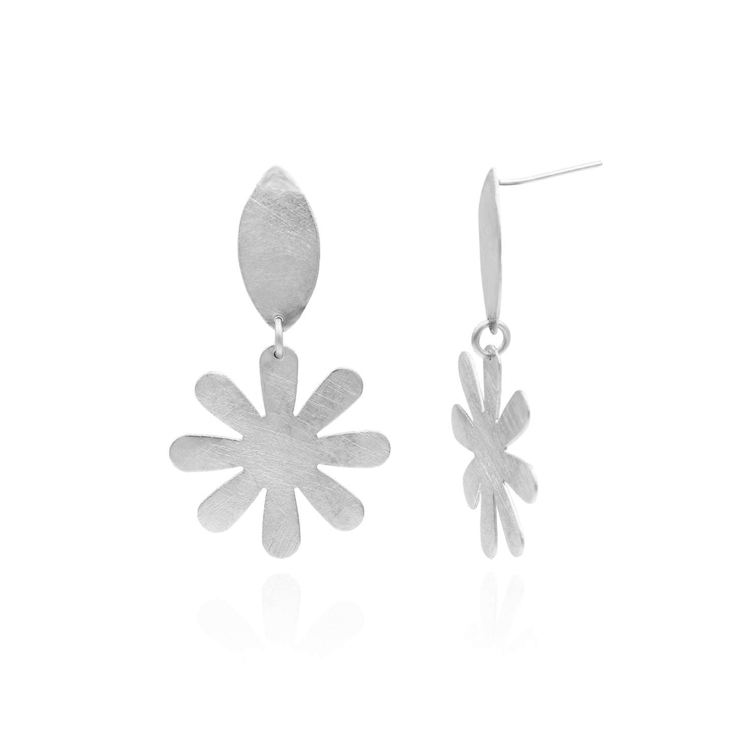 Flower With Marquise Stud Earrings