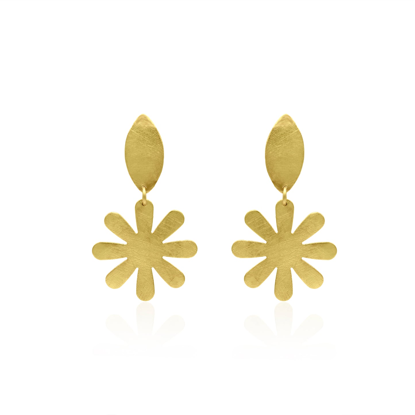 Flower With Marquise Stud Earrings