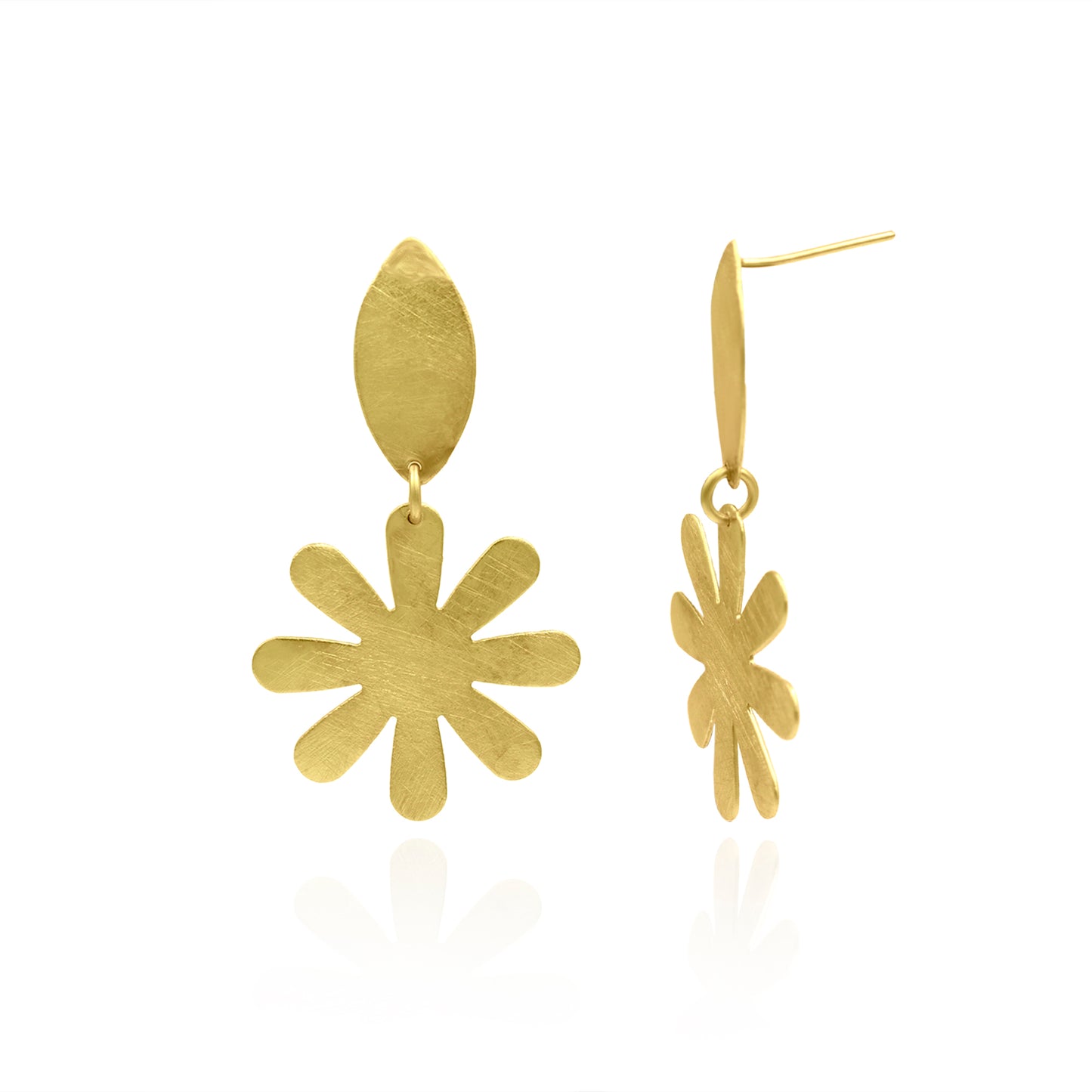 Flower With Marquise Stud Earrings