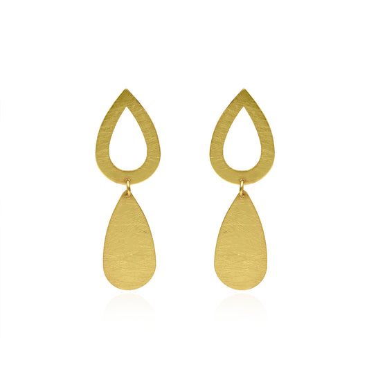 Double Pear Drop Stud Earrings