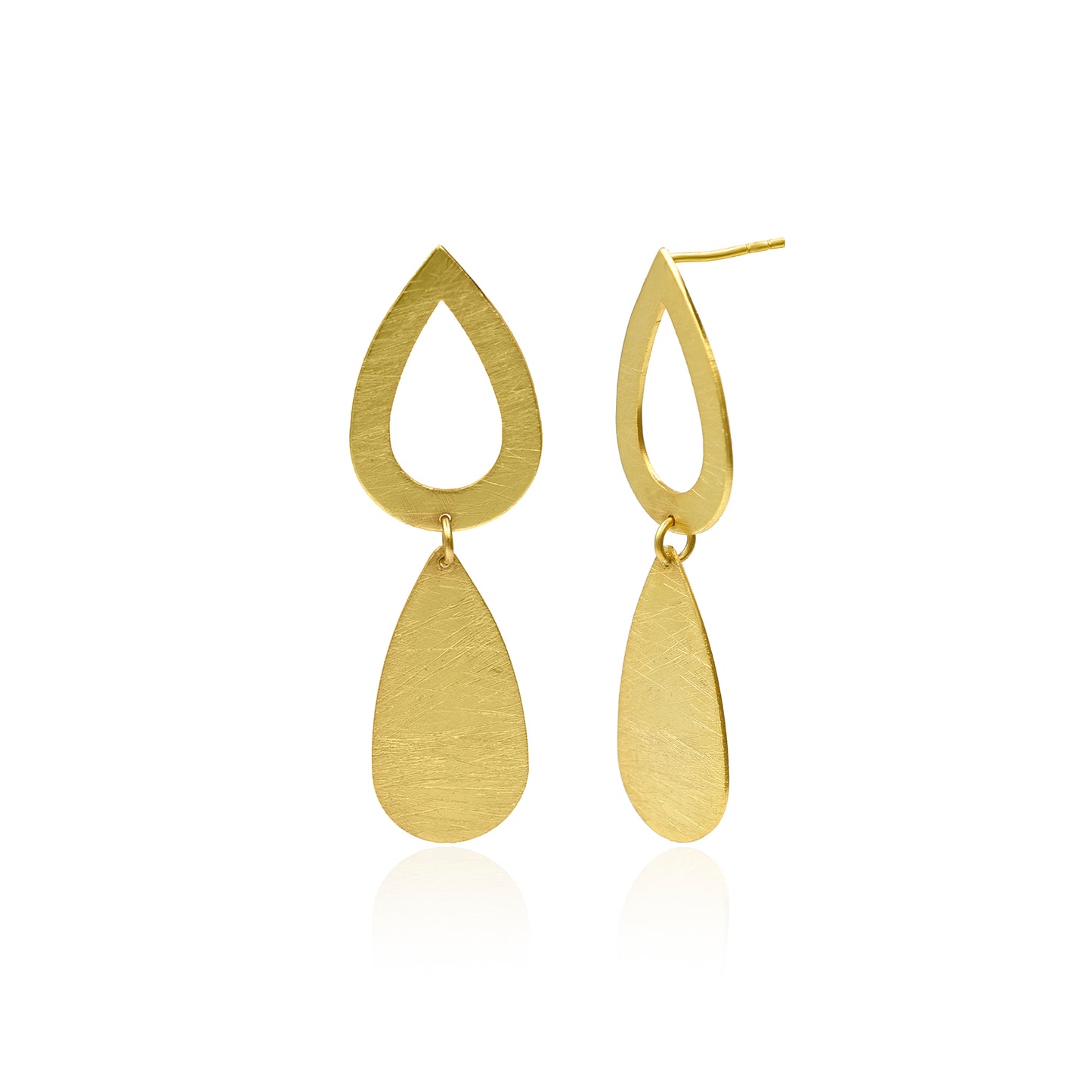 Double Pear Drop Stud Earrings