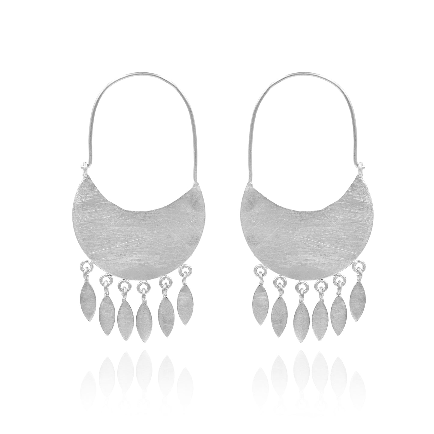 Pear Drop Of Moon Hoop Earrings