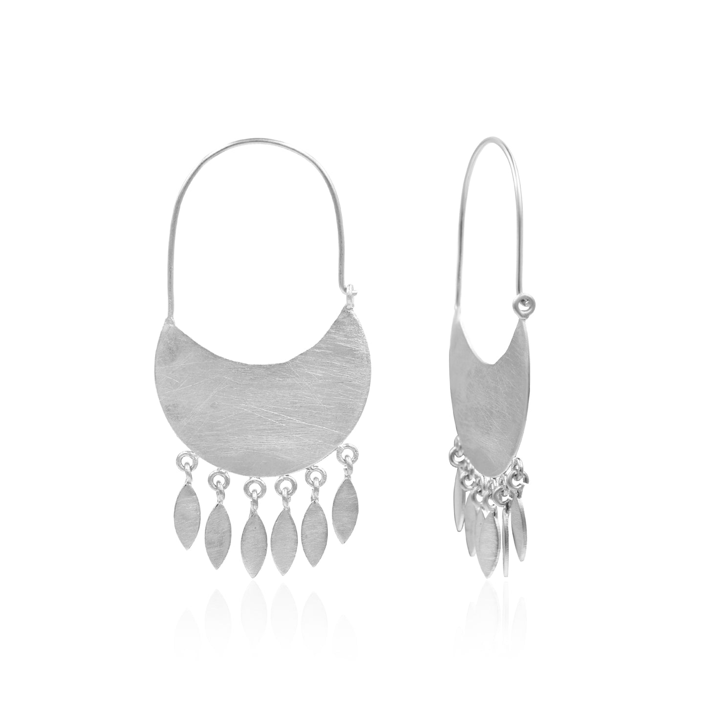 Pear Drop Of Moon Hoop Earrings