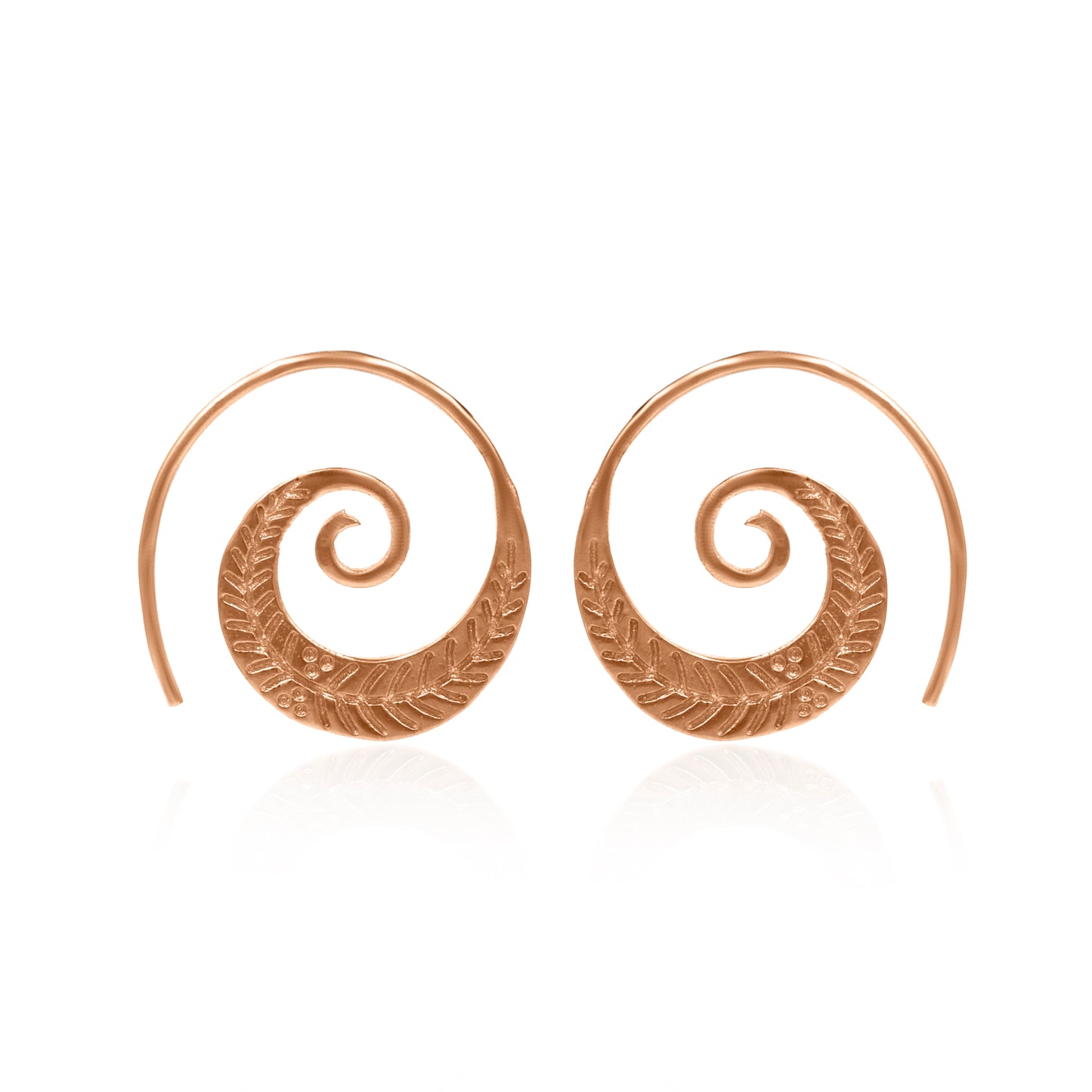 Leafy Spiral Loop Hoop Earrings