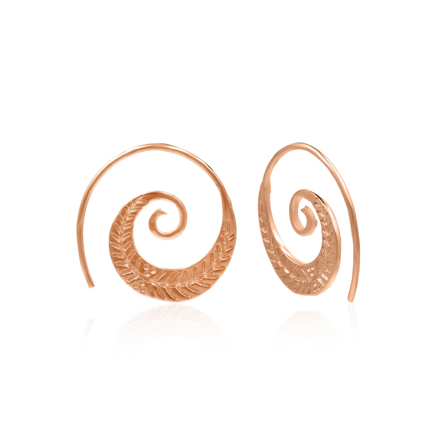 Leafy Spiral Loop Hoop Earrings