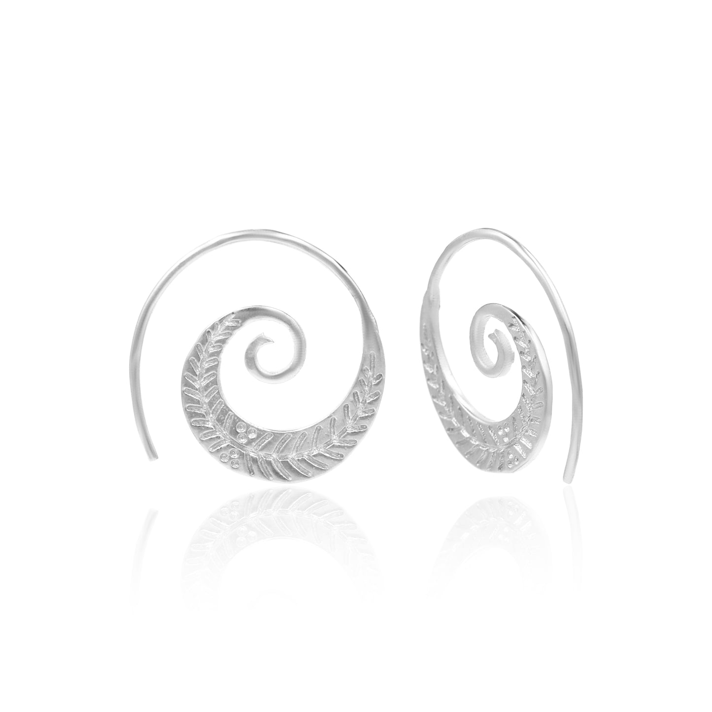 Leafy Spiral Loop Hoop Earrings