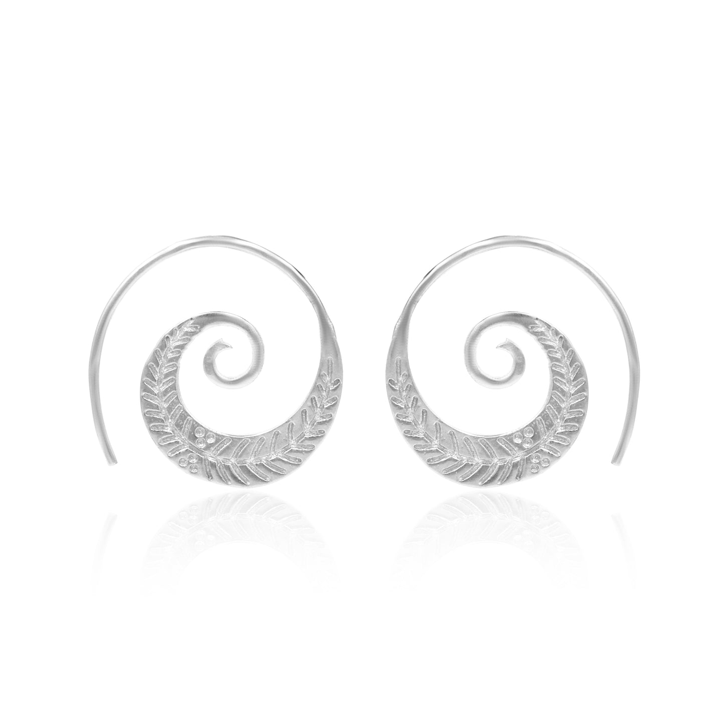 Leafy Spiral Loop Hoop Earrings