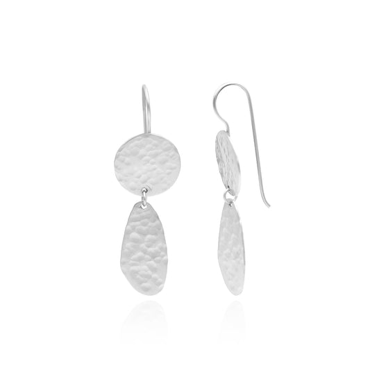 Pounded Textured Geometric Hook Earrings