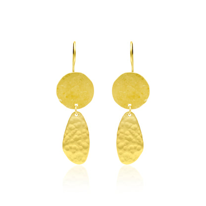 Pounded Textured Geometric Hook Earrings