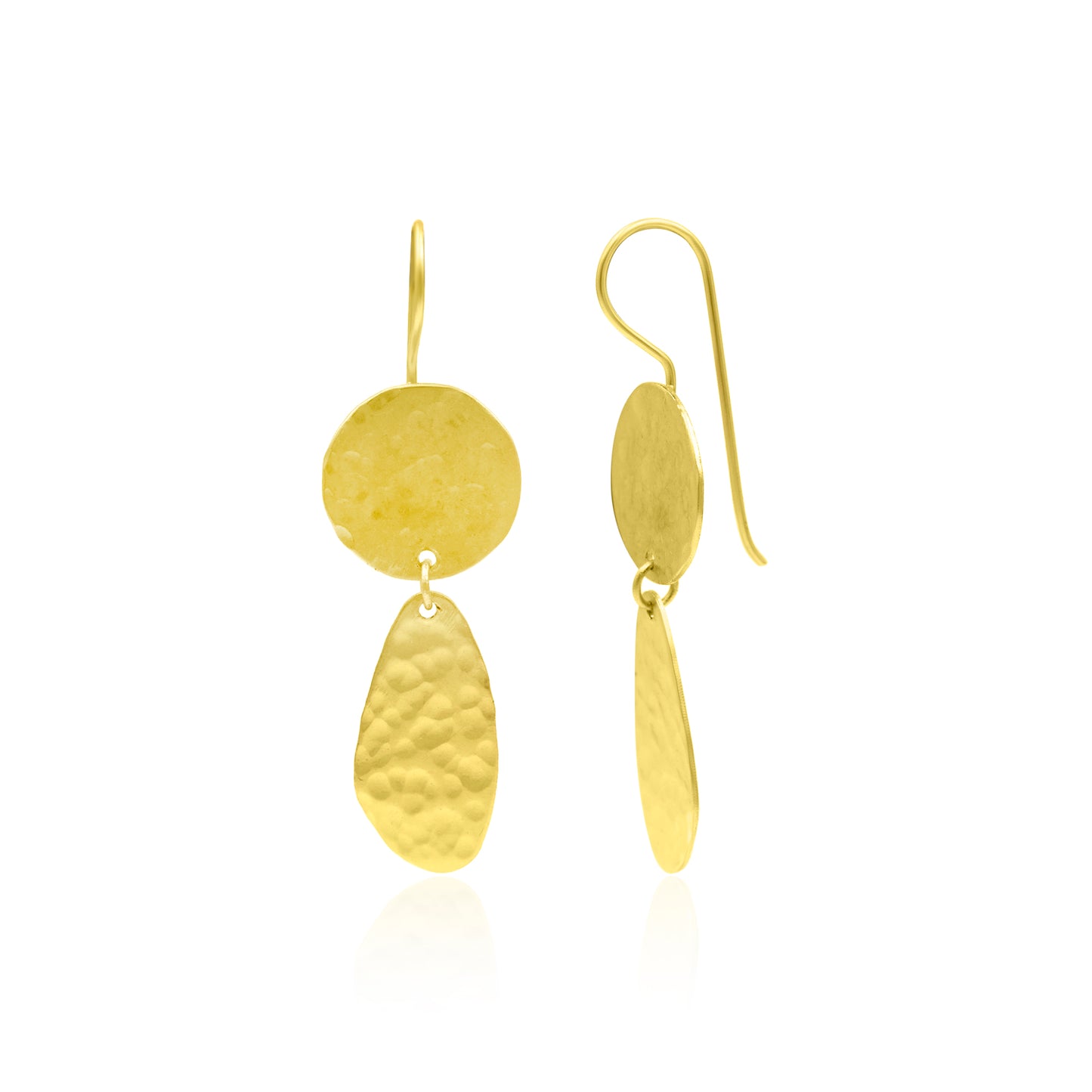 Pounded Textured Geometric Hook Earrings