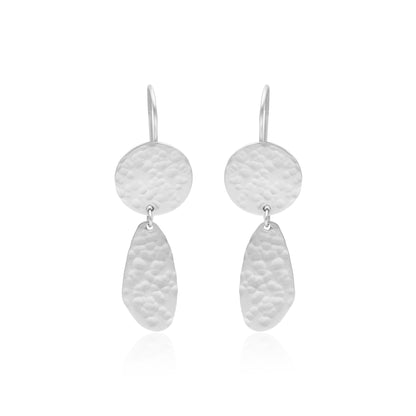 Pounded Textured Geometric Hook Earrings