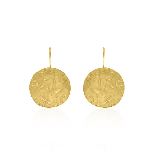 Hammered Disc Hook Earrings