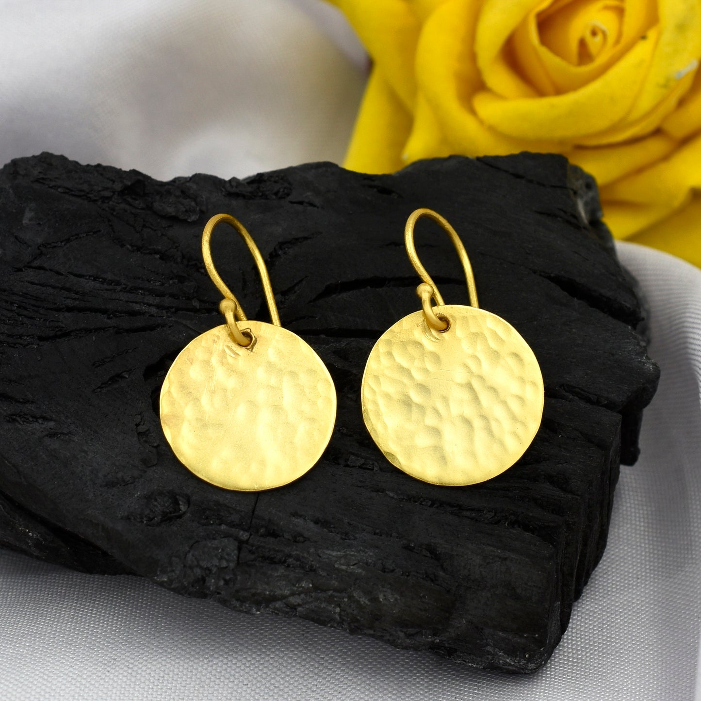 Round Disc Hook Earrings