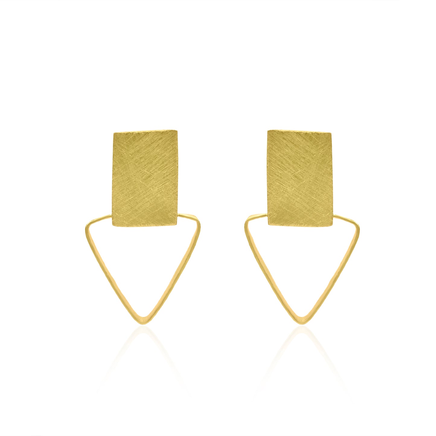 Square Holding Triangle Stud Earrings