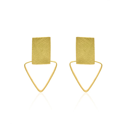 Square Holding Triangle Stud Earrings